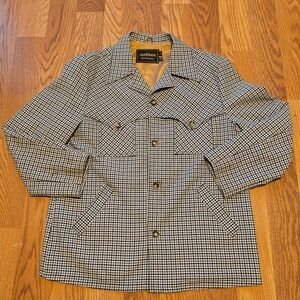 Andhurst Vintage Sport Coat Leisure Suit 44 Plaid Brown 70s Mens USA